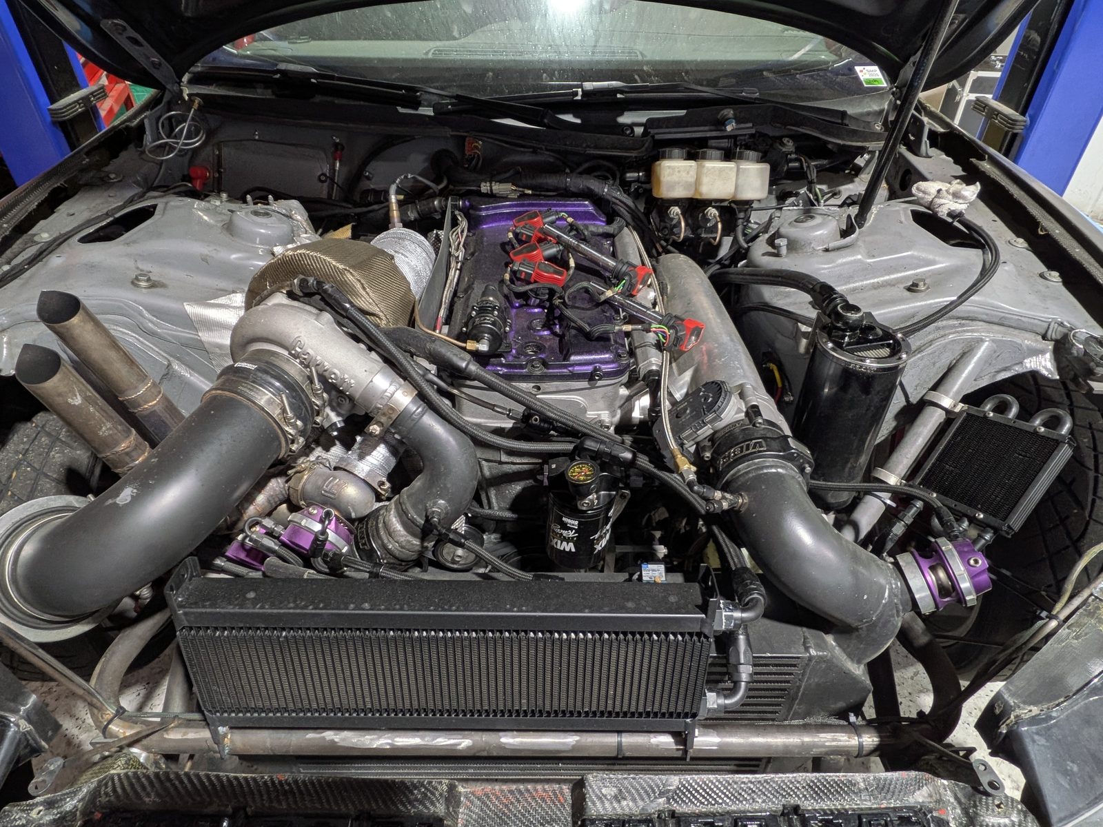 Engine bay — turbo, intercooler and fuel system